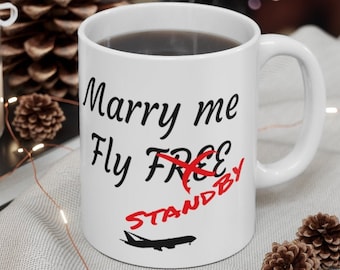 Marry Me, Fly Free / StandBy - Fun Airline Staff Collection Ceramic Mug - 11oz by CrewCity