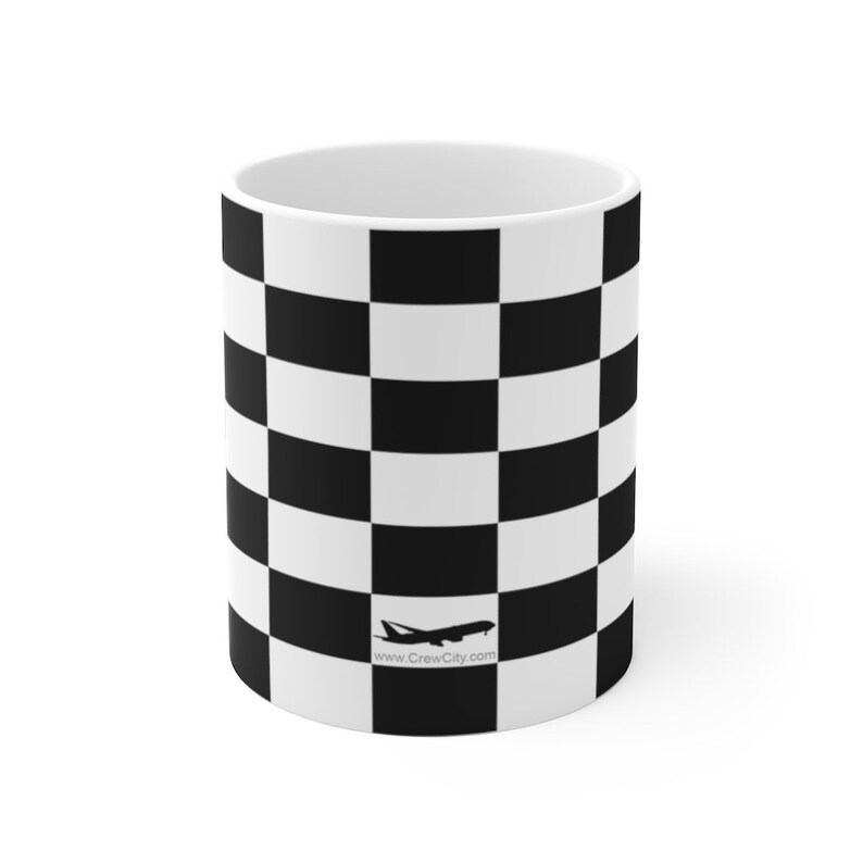 Checkered Flag Black & White Collection Ceramic Mug 11oz by CrewCity image 3