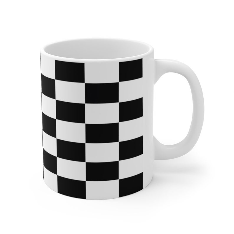 Checkered Flag Black & White Collection Ceramic Mug 11oz by CrewCity image 4