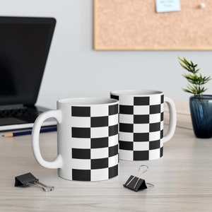 Checkered Flag Black & White Collection Ceramic Mug 11oz by CrewCity image 5