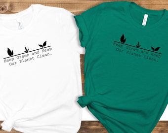 「地球を緑に保つ」シャツ、「地球を清潔に保つ」Tシャツ、「グリーンライフ」シャツ、「環境保護」シャツ、「地球温暖化」シャツ、「アースデイ」シャツ