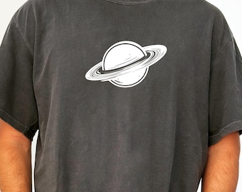 Rings of SATURN T-shirt in Black Aqua, Astronomy Gifts for Men or Women, Hubble Telescope Tshirt, Galaxy Planet Print, Mens Graphic Tee