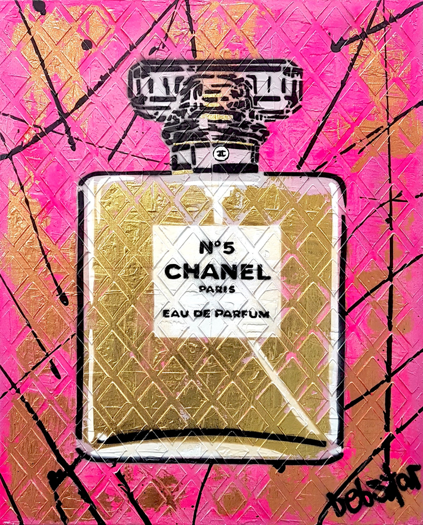 Chanel No 5 Perfume Pink Painting 40.5cm W X 51cm H Urban 