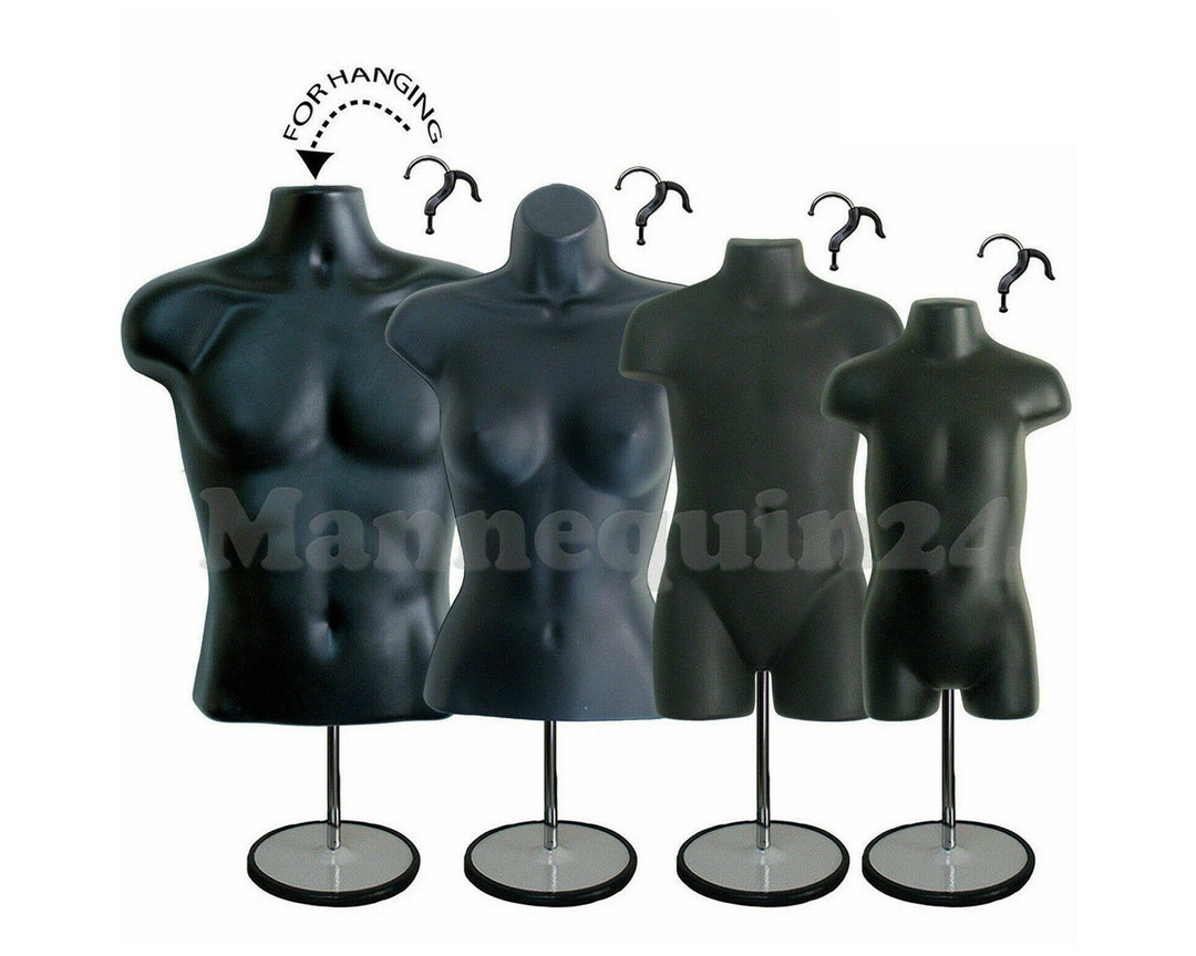 Black Upper Body Mannequin Torso For Display - Lightweight Styrene Mannequin With Hanging Hook, Retail Clothing Display - View #4