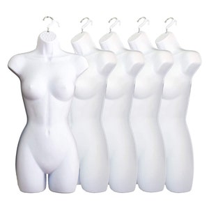 White Female Mannequin Torso: S-M Hollow Back Display Form, 5-Pack