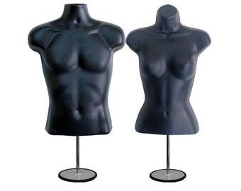 Kinbor White Male & Female Mannequin Set – 2 Full-Body Adjustable Display Dummies With Stand