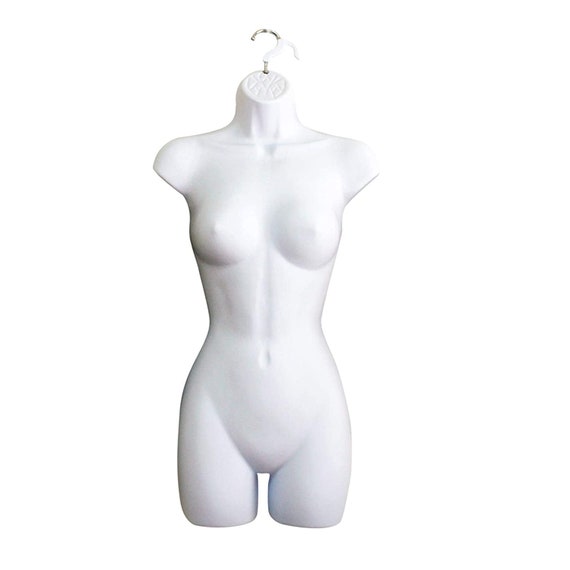 White Male Female Mannequin Torso Set, Dress Form Hollow Back Body