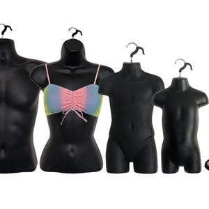 Male Female Child Toddler Torso Mannequin Forms Set Black +1 Stand + 4 Hangers