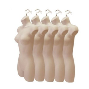 5 Pack Mannequin Torsos Female - Flesh Women&#39;s Plastic Hanging Dress Form