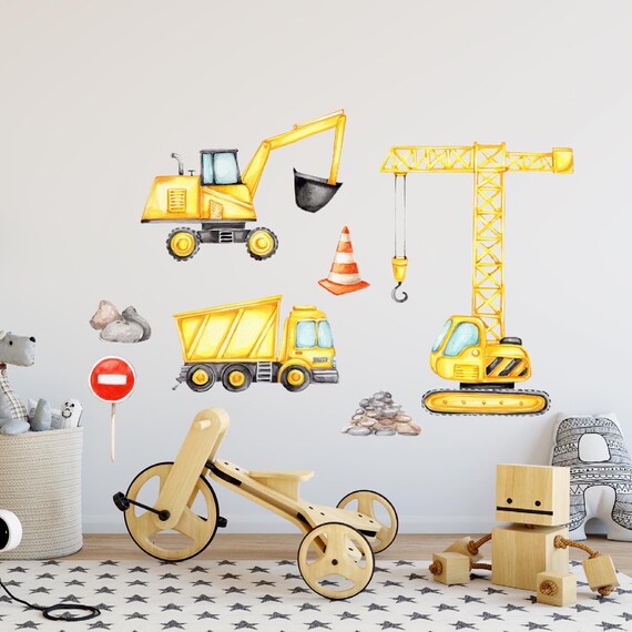 Construction Wall Decals Vehicles Wall Decal Cars Trucks Wall Etsy