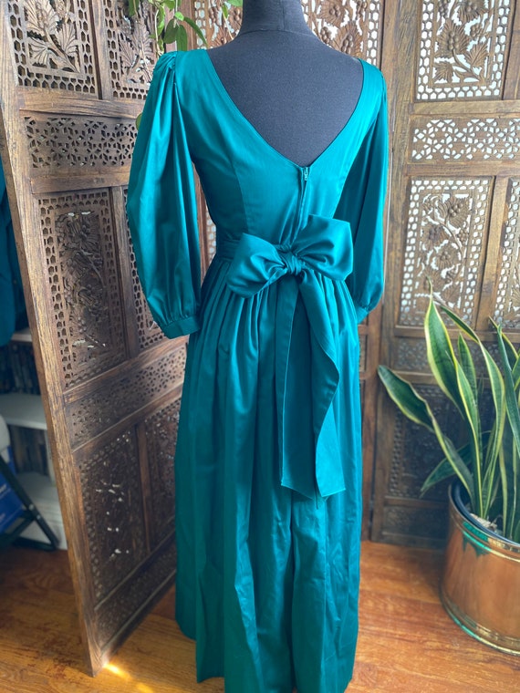 Vintage teal cotton gown by designer Laura Ashley - image 7