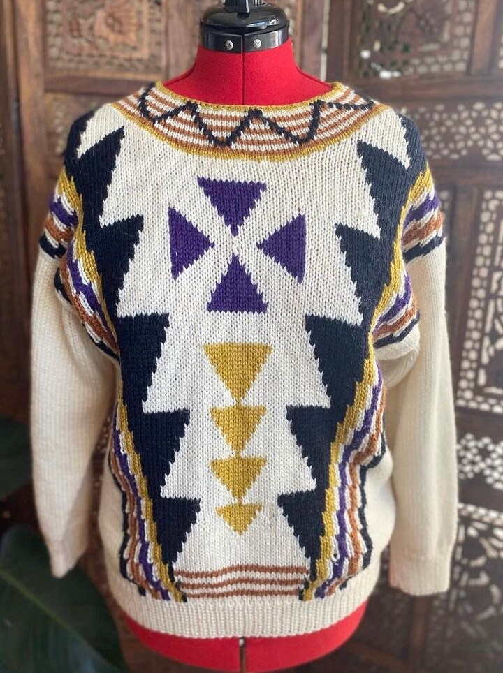 nagonstans ｋｎｉｔ　ｐｕｌｌｏｖｅｒ Vintage 80s Patterned Knit Pullover Sweater by Authentic