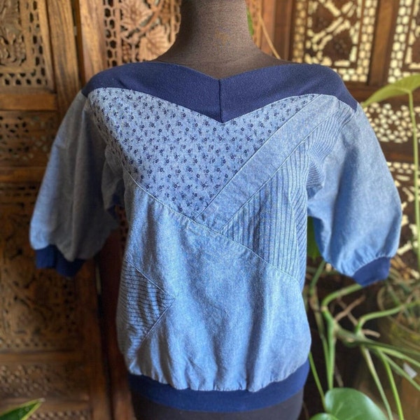 Vintage 80s/90s patchwork denim top by Fritzi California