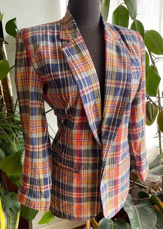 Vintage 90s plaid linen sport coat by LizWear