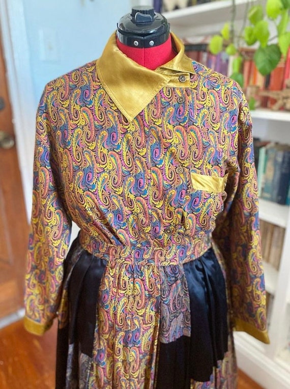 80s paisley and patchwork skirt/blouse set by desi