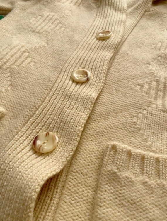 Vintage 1980s Ivory Beaded Wool Cardigan