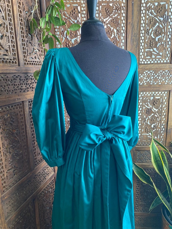 Vintage teal cotton gown by designer Laura Ashley - image 6