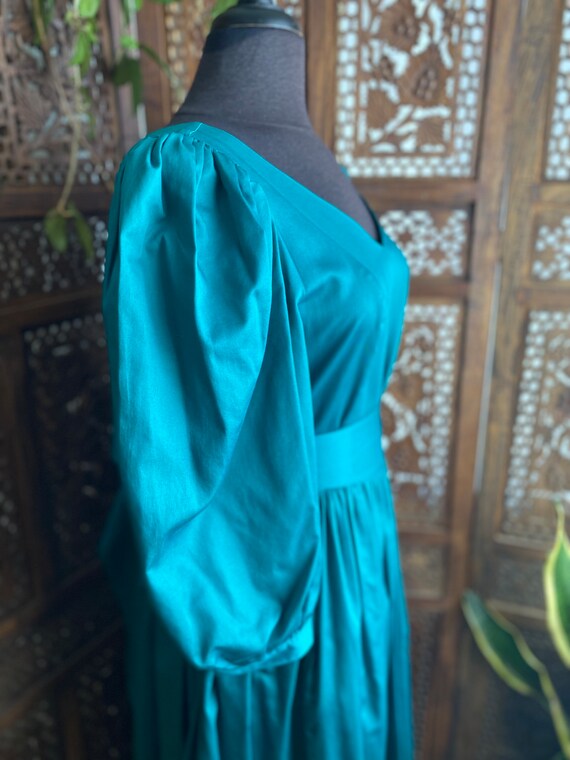 Vintage teal cotton gown by designer Laura Ashley - image 3