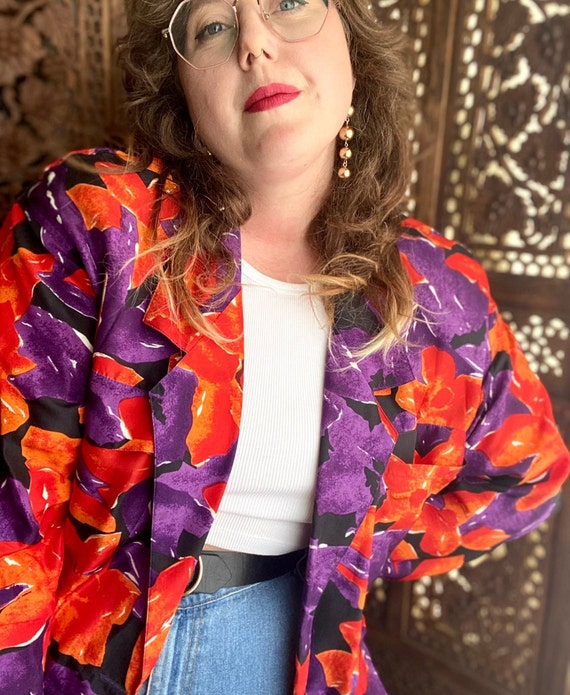 Stunning 80/90s orange and purple silk jacket by S