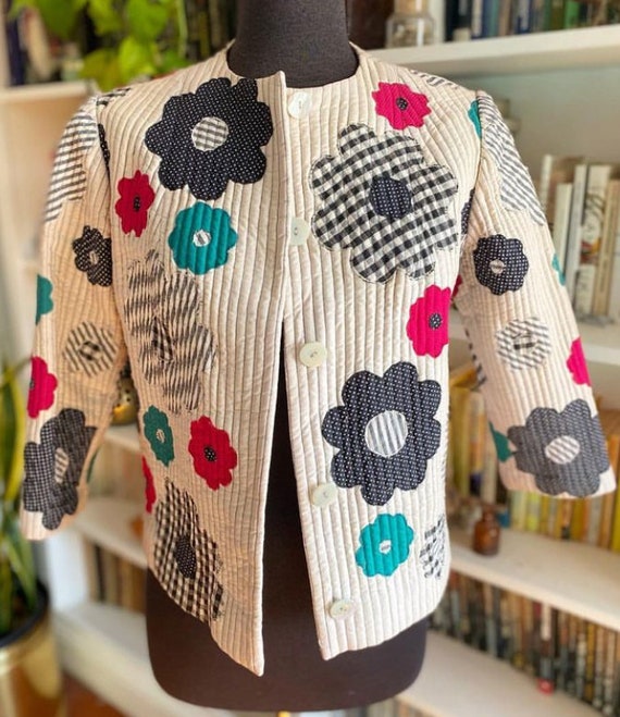 Beautiful homemade quilted, flower patchwork jacke