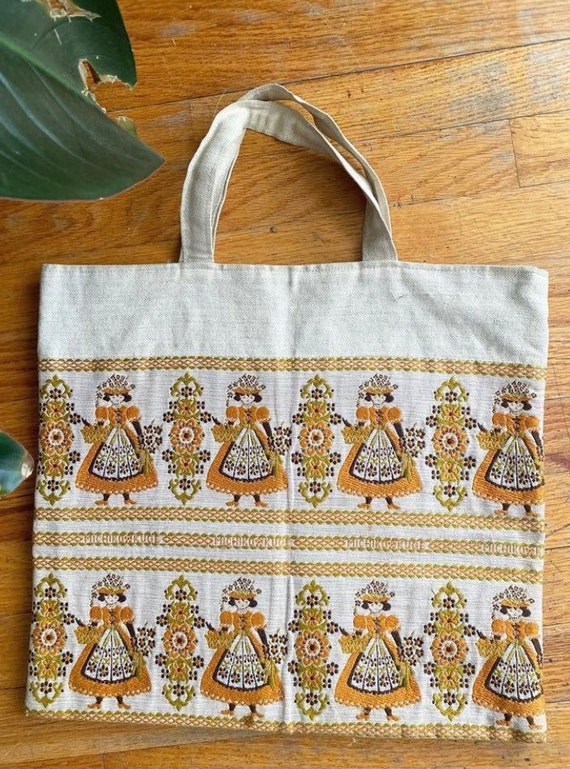 Vintage 70s embroidered tote bag by Michiko Kuge … - image 2