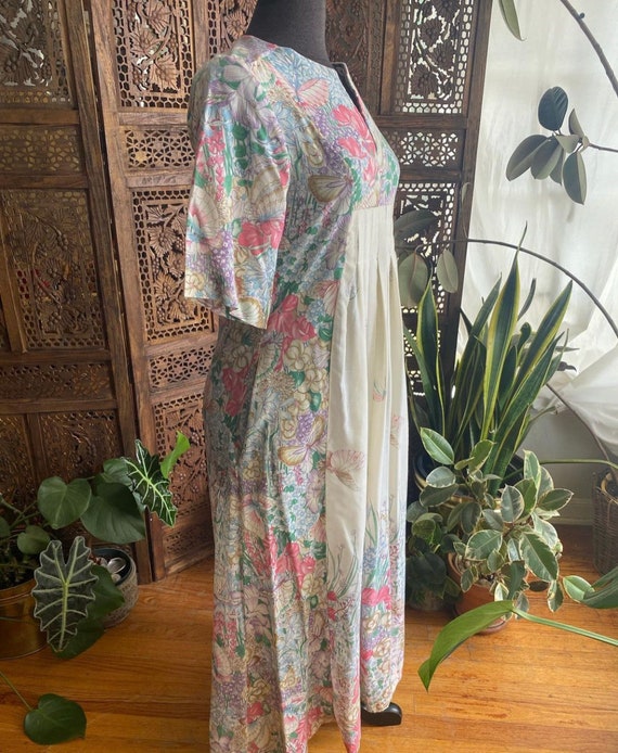 Vintage 70s floral house dress with half sleeves … - image 4