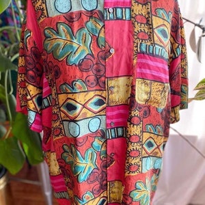 90s Colorful Silk Button-Up Shirt by Robert Stock