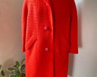 Vintage 60s coral woven coat by Sherwood