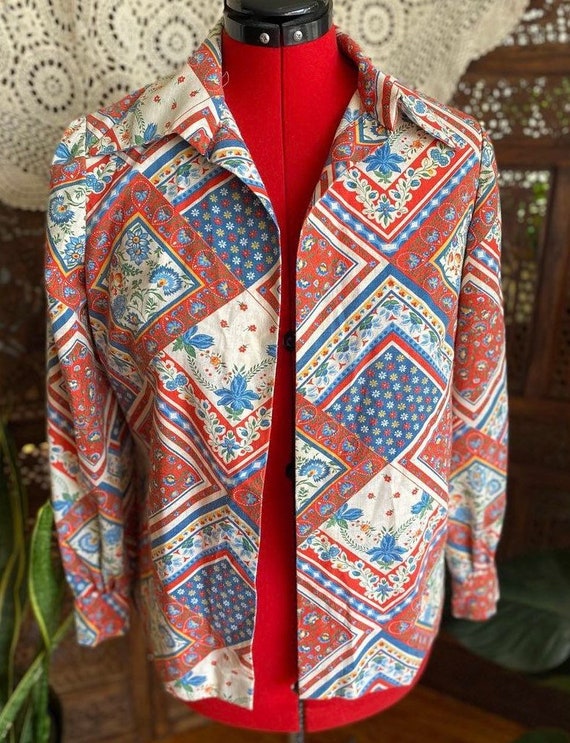 Vintage 1970s homemade, open front shirt/Jacket - image 2