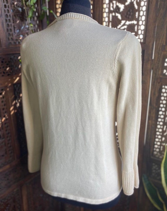 Vintage 90s ivory knit sweater with beautiful nec… - image 6