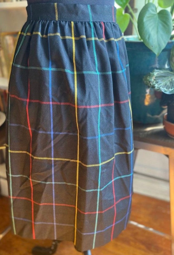 Vintage 80s plaid wool skirt by Private Club - image 1