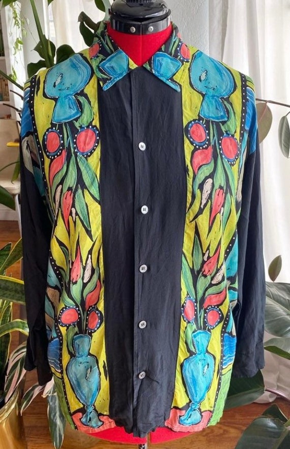 Vintage 90s art motif button up by Timney-Folwer f