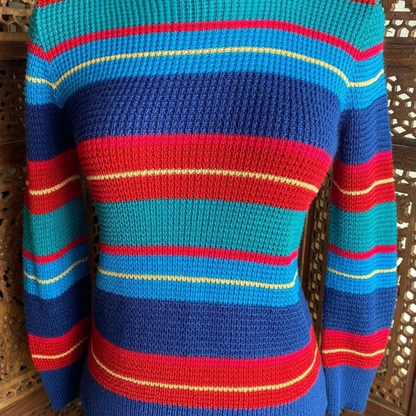 Suéter vintage de rayas de punto gofre de los años 70/80 de Skiva