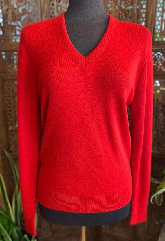 Vintage 80s cherry red knit sweater by Jantzen