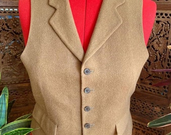 Vintage 90s brown wool, lined button up vest by designer Joseph Abboud