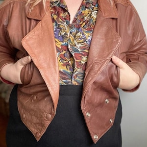 Vintage 80s brown leather jacket