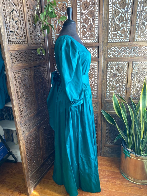 Vintage teal cotton gown by designer Laura Ashley - image 5