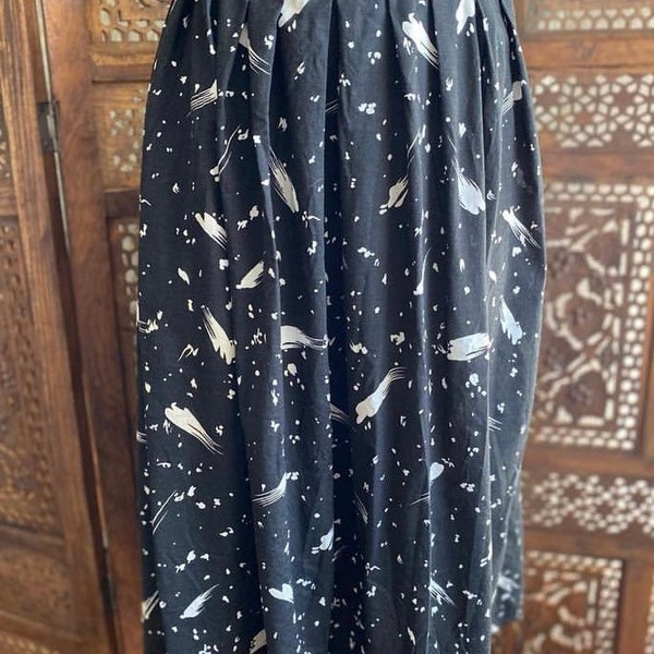 Vintage  80s black high waisted skirt with white splatters by Fritzi