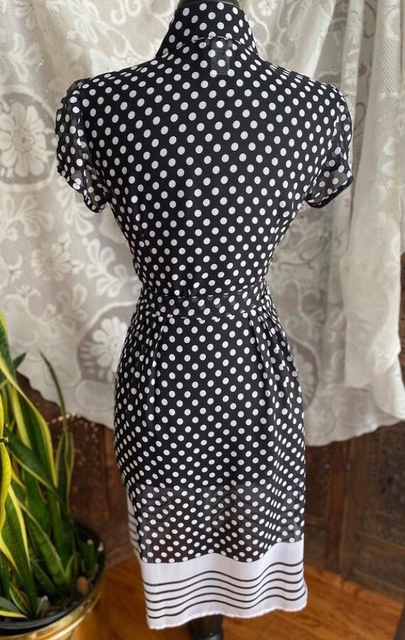 Vintage 90s sheer black and white polka dot dress… - image 6