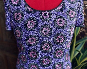 Vintage 80s full sequin top by Adrianna Papell
