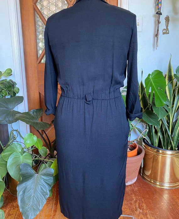 Vintage 80s matte black dress by Studio I Petite - image 6