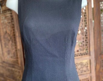 80s/90s fitted black dress with back cutouts by Geary Roark Kamisato
