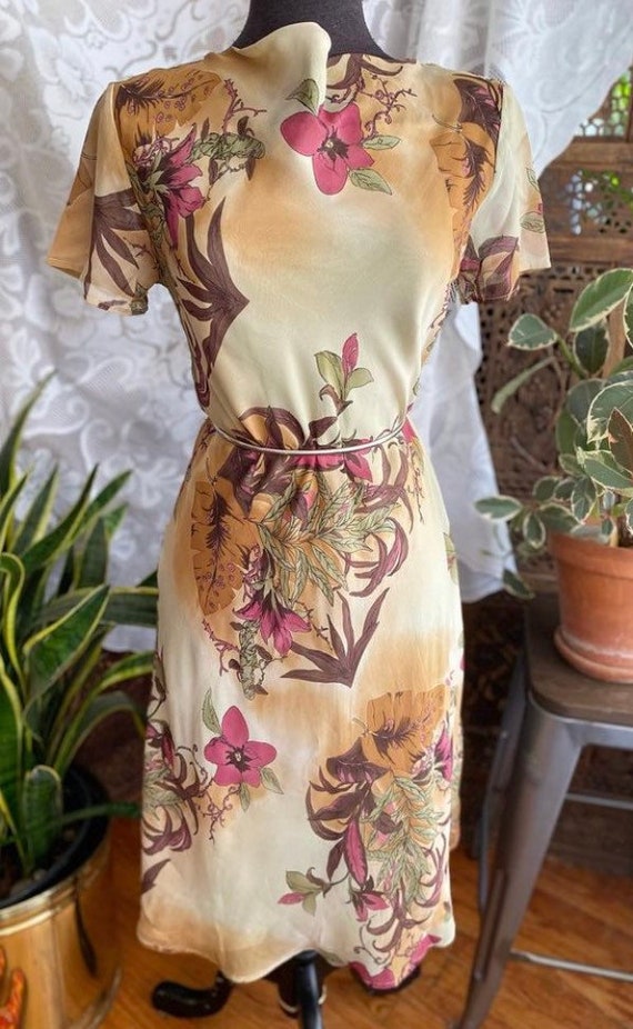 Vintage 80s floral silk shift dress with lovely co