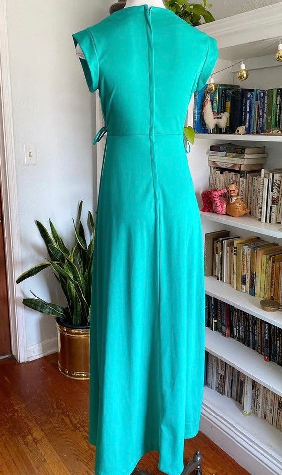 Vintage 1970s teal polyester maxi dress - image 6