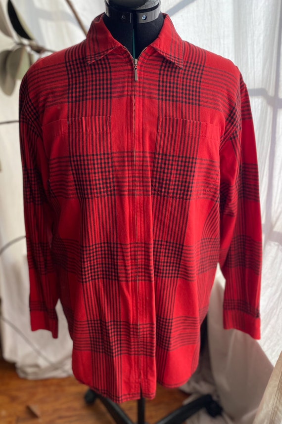 90s lightweight, red and black plaid shacket by Jo