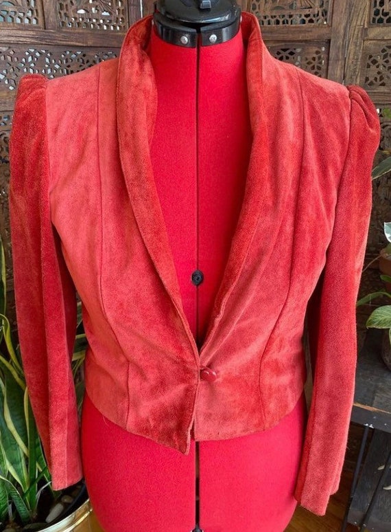 Vintage red-orange suede leather jacket by Winlit