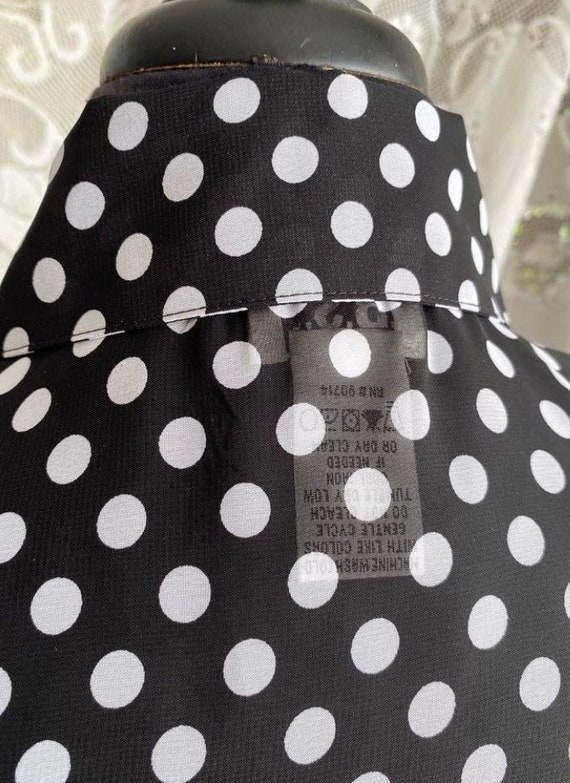 Vintage 90s sheer black and white polka dot dress… - image 7