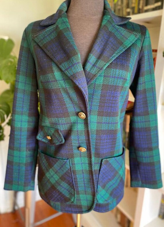 Vintage 70s plaid knit blazer by Graff