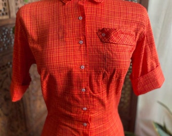 Vintage 50s orange and red plaid shirt dress by Ardee Sportswear