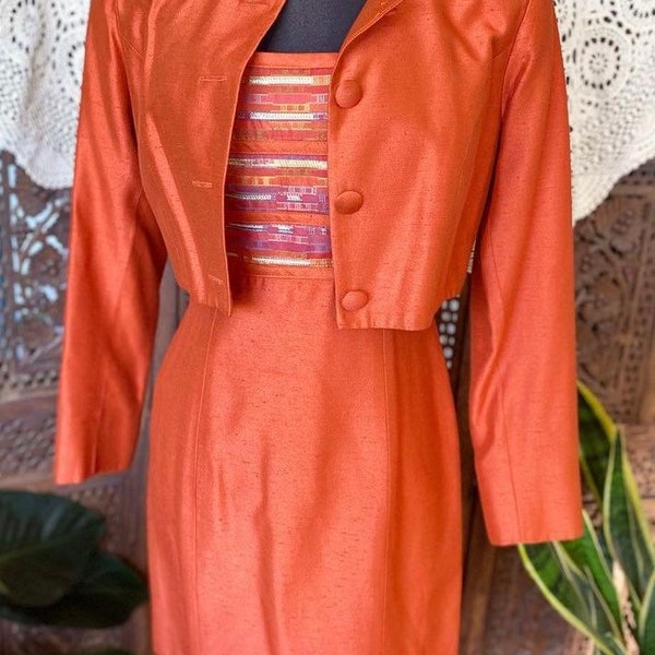 Vintage 90s designer jacket and dress set by Linda Segal